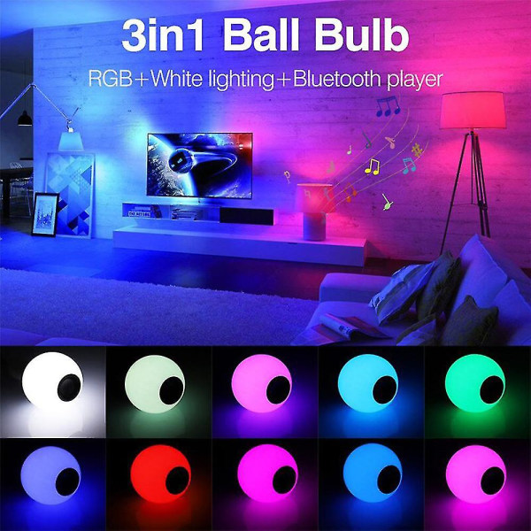 E27 Färgglad Dimbar Led-lampa Trådlös Bluetooth högtalare Musik Smart App Fjärrkontroll Natt