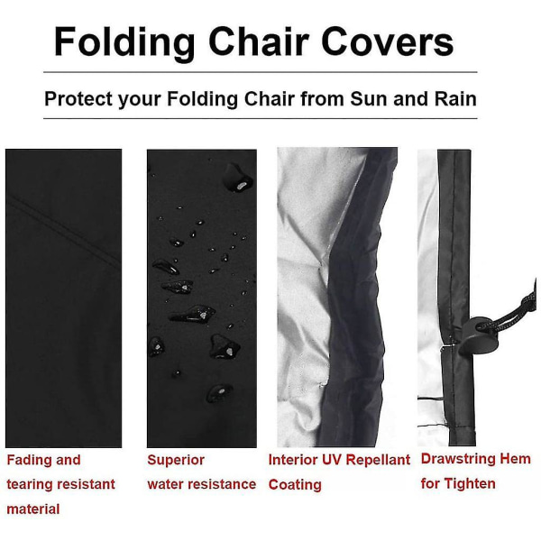 Fällbart Solstolsöverdrag - Fällbart Solstolsöverdrag, Vattentätt Fällbart Solstolsöverdrag, (Storlek: 71 Cm Lx34 Cm Bx110 Cm H Svart)