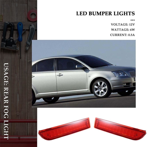 2x Bil LED Bakljus Parkeringsbroms Bakre stötfångare Reflector Lampa för Toyota Avensis/Alphard MKI/RAV4 Led Bakljus Dimstopp Parkeringsljus Röd