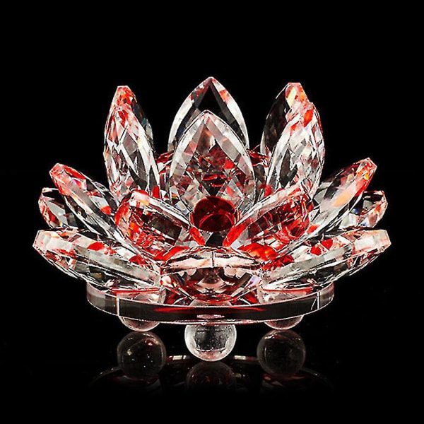 Kristall Lotus prydnader Blomma hantverk glas pappersvikt Fengshui bilfigurer