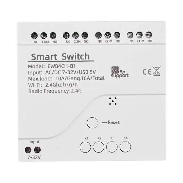 Smart Wifi Bluetooth Bryter Relémodul + Fjernkontroll 7-32v På/Av Kontroller 4ch 2.4g Wifi Fjernkontroll For A