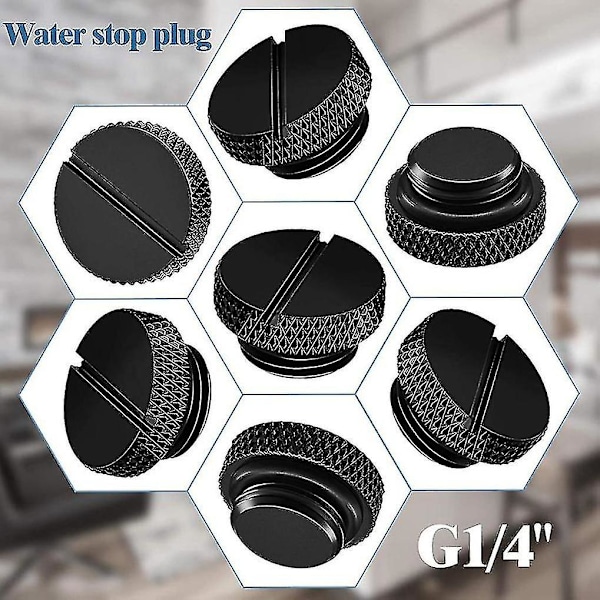 10 stk. Sorte G 1/4 tommer Propfitting med O-ring Vandstop Prop til Computer Vandkølingssystem