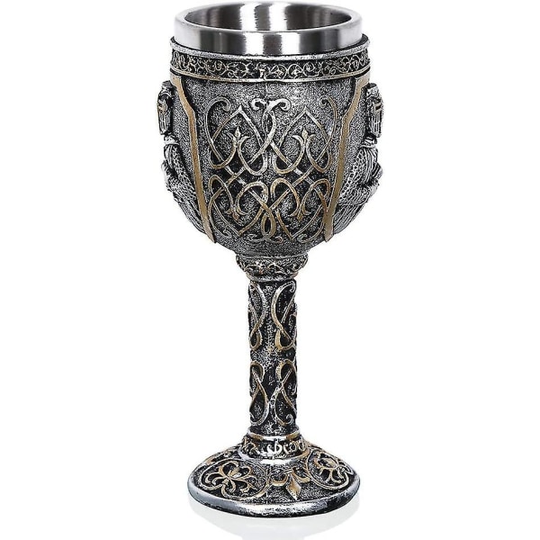 Personlig Bägare Mugg Medeltida Viking Knight Royal Chalice King Crusader Bägare Gothic Metal Cup för drycker, te, öl, vin