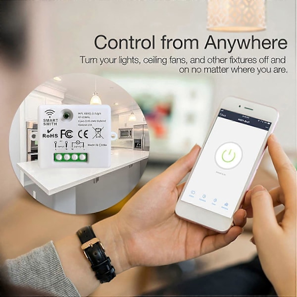 Mini Trådløs WiFi Switch RF Fjernbetjening 2500W 10A 3 Modtagere med 1 Trådløs Vægafbryder Smart Kontrol via APP