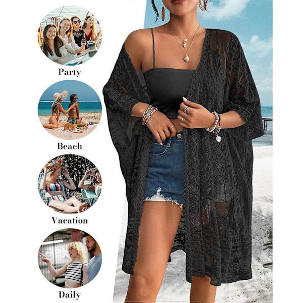 Dam badkläder ytterkläder kofta, bikini badkläder, sommarstrandmode, kustnära stil cover-up