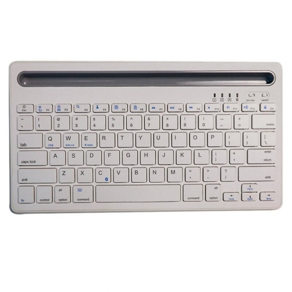 Bluetooth-tastatur, trådløst minitastatur med telefonholder, dobbeltkanals oppladbart tastatur, Ipad/mobiltelefon, hvit |