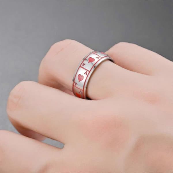 Rustfritt Stål Ring Spar Ess Ring, Spar Ess Ring Pokerspill Kule Ringer, 8mm Magnetisk Ring for Menn Kvinner