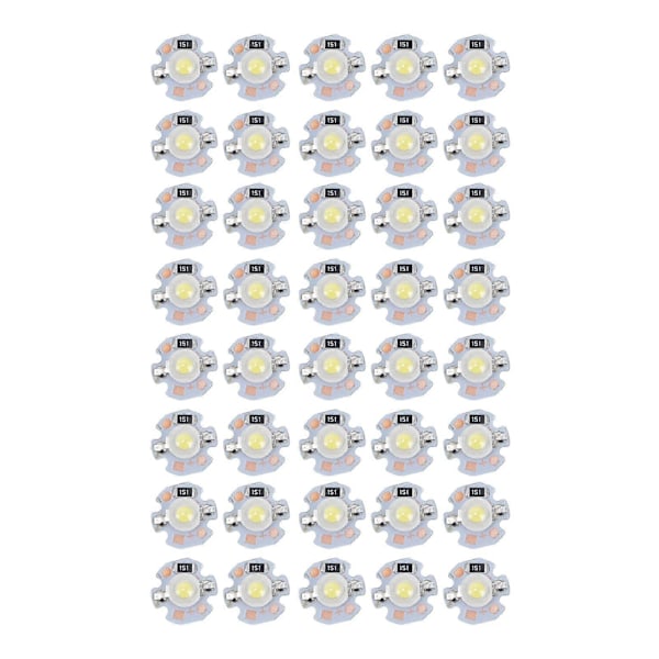 40 stk LED Chip Pære 1W 24V 16mm/0.6in Aluminium Base Lavt Strømforbrug Lampeperler til Lommelygter Forlygter Hvidt Lys