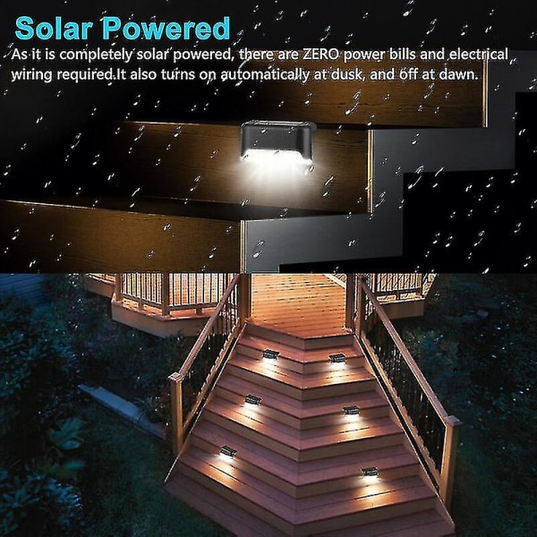 Solar Deck Lights Outdoor, 4/8/12 Pack Solar Step Lights Vanntette Led Solar Lights For utendørs trapper, trinn, gjerde, rekkverk, hage og uteplass