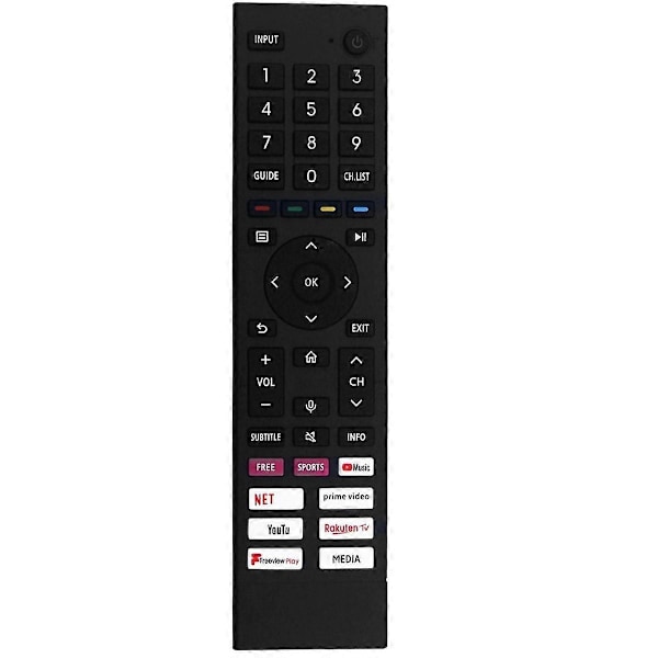 Ersättningsfjärrkontroll ERF3A80 för 4K Android UHD Smart TV 43A6G 50A6G 55A6G 60A6G 65A6G 70A6G 75A6G 43A6GTUK 50A6GTUK