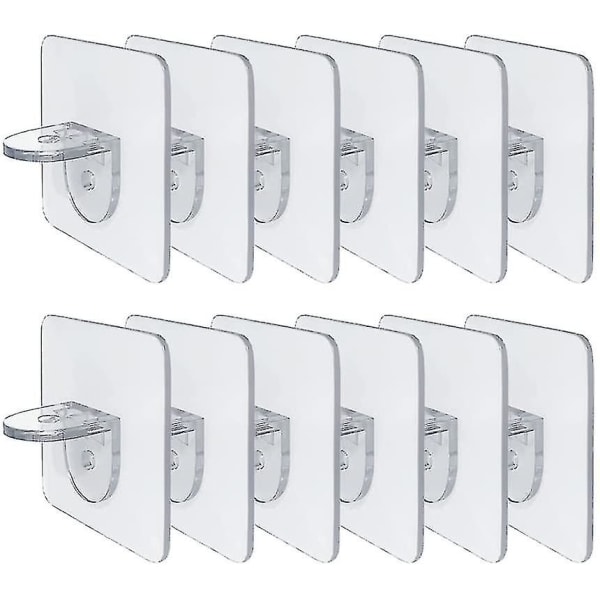 Ett paket med 12 hyllfästen Hyllfäste Självhäftande konsoler för hylla Garderob Glasfäste Hylla Förvaringsställ