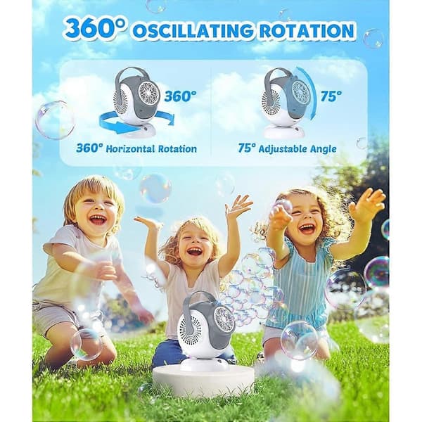Boblemaskine - Automatisk 360° rotation, 75° vippefunktion, Bobleblæser til børn