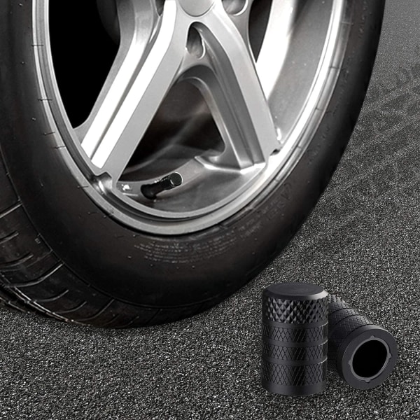 Däckventilkåpor, svarta, 4st/pack, anodiserad aluminium däckventilkåpor, korrosionsbeständiga, universal ventilkåpor för bilar, lastbilar, motorcyklar, SUV