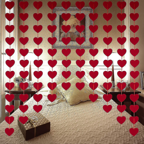 Alla hjärtans dag dekorationer - 80 st Röd filt krans hängande stränghjärtan - inga DIY - Alla hjärtans dag-YUHAO