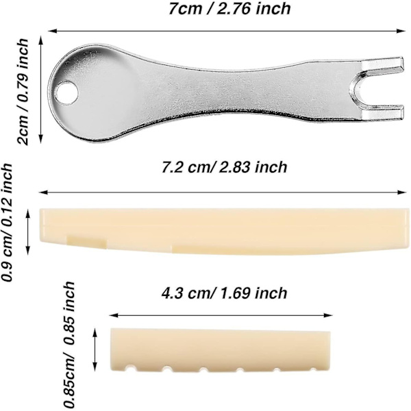 Akustisk Gitarbro-Pin-Trekker Med Gitar-Sadel-Mutter Gitarbro-Pin-Trekker Verktøy (flerfarget) (15 stk)