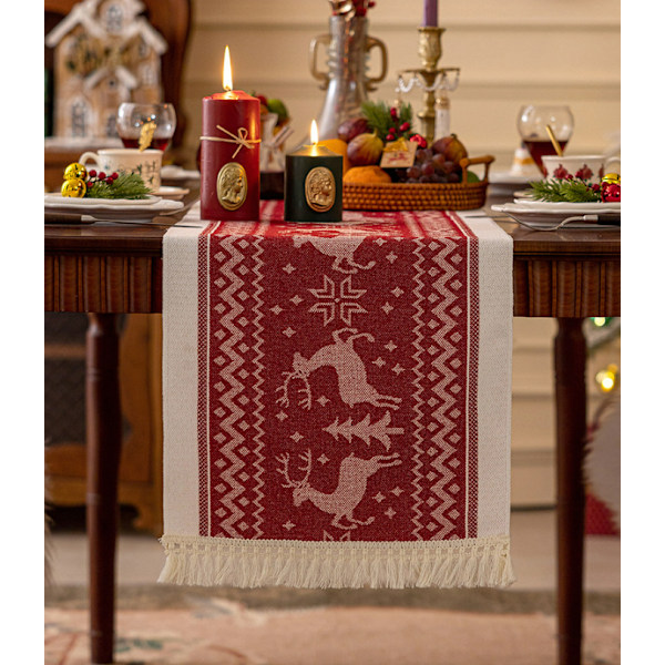 Christmas red table runner waterproof decoration TV cabinet cover cloth coffee table long tablecloth