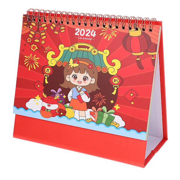 Cartoon-tryckta skrivbords kalendrar, bords kalender 2024, månadsvis skrivbords kalender