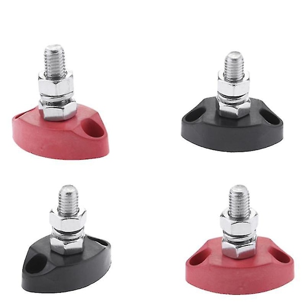 4 stk. DC 12V Samleskinne Terminalblokk - 1/4 tomme 6mm Positiv Isolert Enkel Bolt Strøm og Jord J