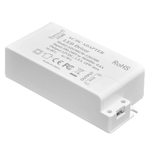 LED-ohjain 18W Virtalähde Muuntaja AC100240V - DC12V 1.5A Ulostulo LED-valolle Työpöytälampulle Ulkovalolle