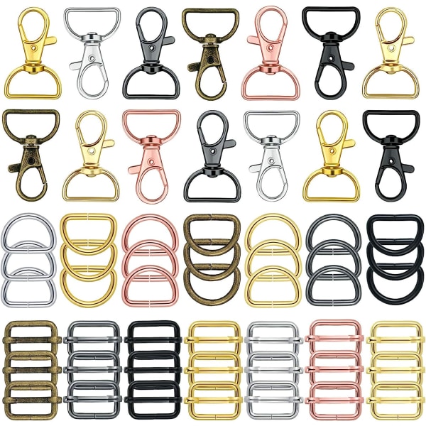 56 delar D-ringar för handväska Väska hårdvara Handväska hårdvara för väsktillverkning Spännen hantverk (blandad färg, 25 mm)