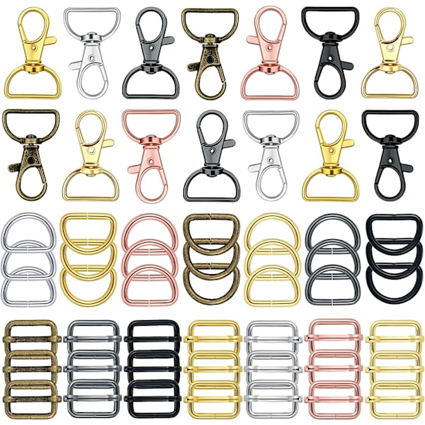 56 Stykker D-Ringe til Håndtaske Hardware Håndtaske Hardware til Taskefremstilling Spænder Håndværk (Blandet Farve, 25 mm)