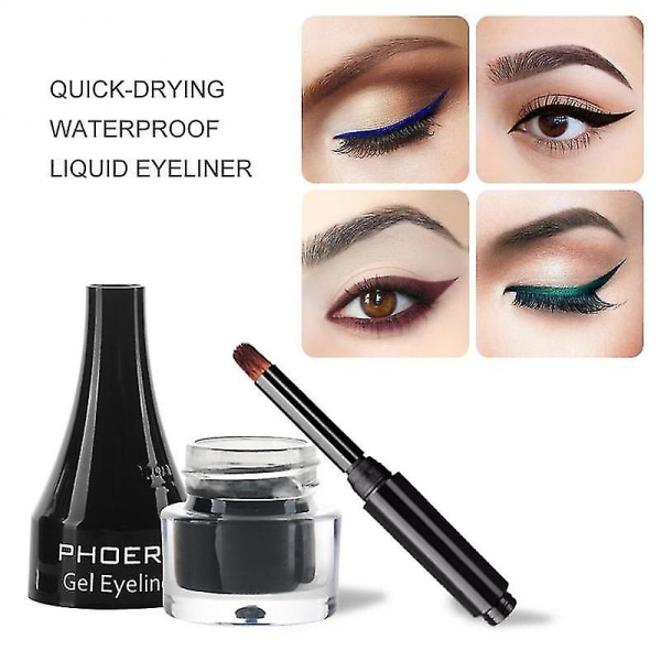 Phoera 10 Colors Eyeliner Vedenpitävä Eyeliner Geel Makeup Kosmeettinen Geelinen Eye Liner Harjalla 24 tunnin pitkäkestoinen Eye Liner Kit