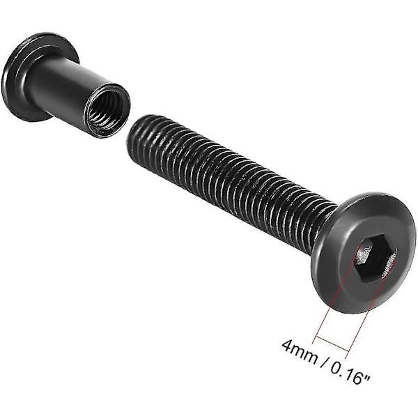 Skruepost passer til 5/16\"(8mm) huldiameter, han M6x40mm bindeskruer læderbeslag kulstofstål sort 10 sæt