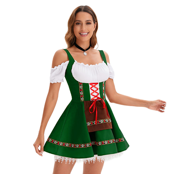 Høj kvalitet traditionel tysk ternet kjole voksen kvinder Oktoberfest kostume Halloween Fancy Party Style 3xl