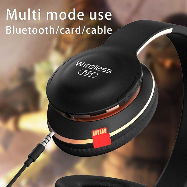Huvudmonterade hopfällbara Tws-hörlurar med metallstödarm Trådlöst Bluetooth 5.0 Headset Fm/tf-cardaux-in-funktion Inbyggd mikrofon