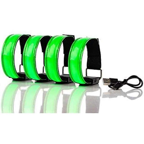PIAO Genopladeligt LED Armbånd, Jogging Lysbælte, Løbe Sikkerhedslygter, Børns Reflektor og Blinkende og Statisk LED Funktion (4 stk)