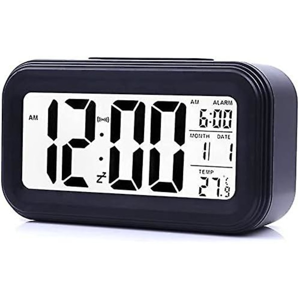 Digital väckarklocka, LED-väckarklocka med temperatur, snooze-funktion, 12/24-timmarskonvertering, kalender, för sovrum, kontor, kök