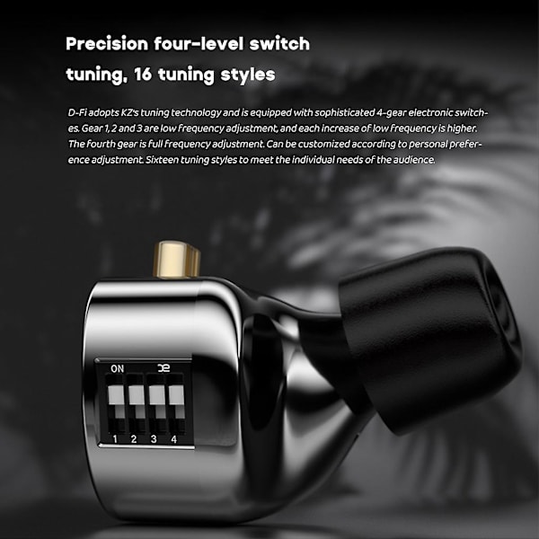Kz D-fi In Ear Earphone Headset Earbud Hifi Dynamisk Ton Justerbar Earphone