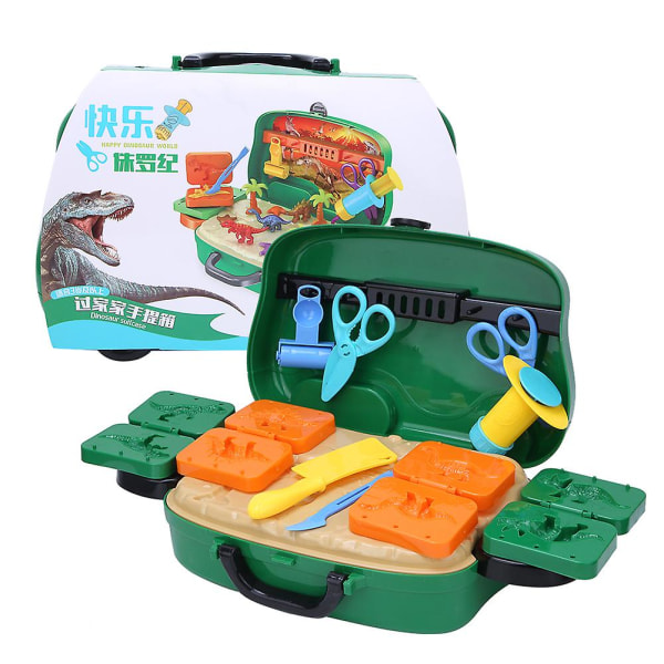 Gør-det-selv børneplasticin ler dinosaurskimmel Gør-det-selv-fremstillingsværktøj Kid pædagogisk legetøj med æske