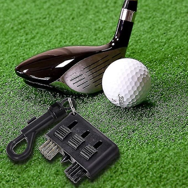 Golf Brush Groove Cleaner Lommestørrelse Plastic Club Kit Værktøj, groove Cleaner Restorer Golf Groove Sharpener med klips, tilbagetrækkelig 3 stk sort Yaju
