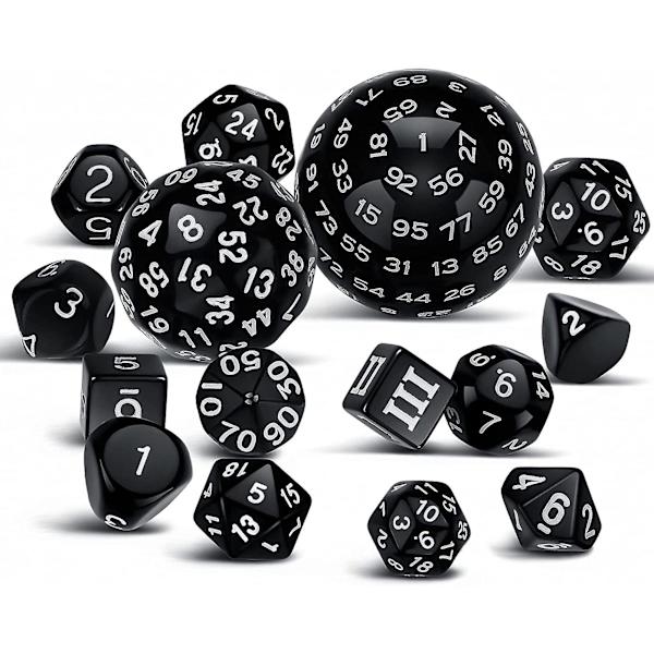 15-delad komplett polyhedral Dnd-tärningssats D3-d100 sfärisk Rpg-tärningssats, 100-sidig tärningssats för Rol