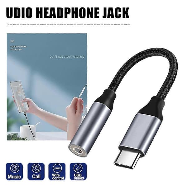 +USB Type C -sovitin 3,5 mm AUX-äänikuulokeliitäntään X7U5 Android G2W1:lle