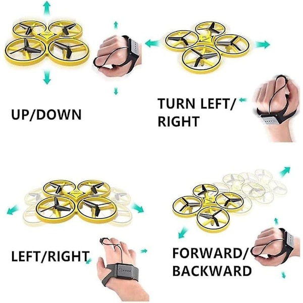 Gestkontrolldrönare, 360 Flips Gestkontrolldrönare Rc Quadcopter Flygplan Hand Sensor Drönare Med Smart Watch Kontrollerad Present Till Barn