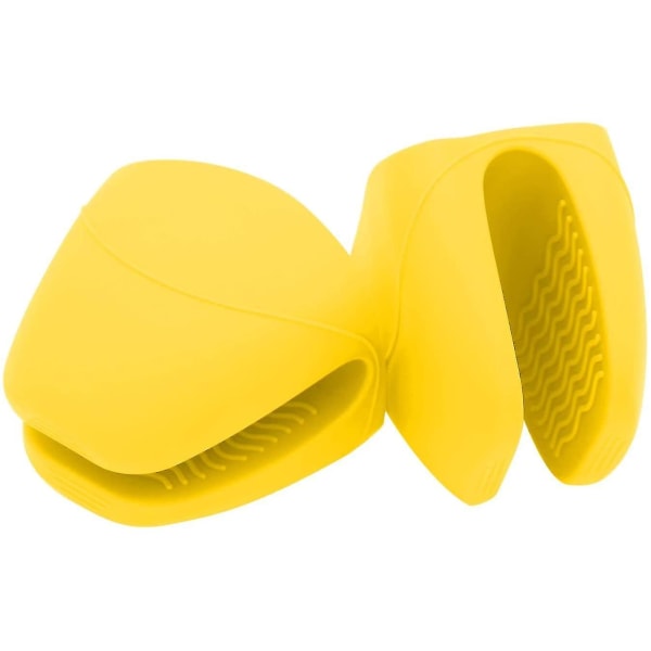 Matlagningshandskar med matlagningsgrepp i silikon, köksfingerskydd Värmebeständiga handskar (gul)