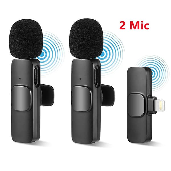 Trådløs Lavalier Mikrofon til Android iPhone Telefon iPad Vlog Live Stream Mic