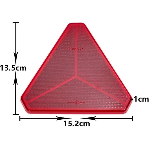 4 X röd triangelreflektor, triangelreflektor för släp, självhäftande reflektor Trailerreflektorer, Trafiktriangelreflektor, appliceras på Rv Carava