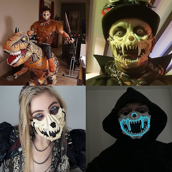 Halloween Skull Party Maske Demon Varulv Tigre Halv Ansigt Dække Maske Voksen Børn Prom Karneval Fest Cosplay Kostume Tilbehør Dragon god black