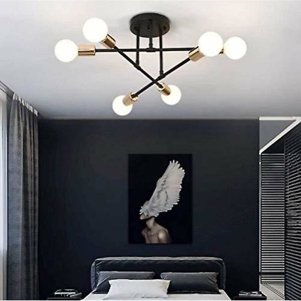 Moderne taklampe retro lys 6 lys E27 industriell lysekrone stue soverom kjøkken lysekrone interiørbelysning