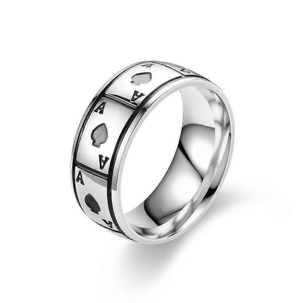 Rustfritt Stål Ring Spar Ess Ring, Spar Ess Ring Pokerspill Kule Ringer, 8mm Magnetisk Ring for Menn Kvinner