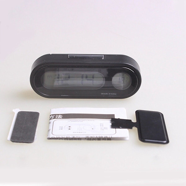 2 i 1 Digital Biltermometer Klok Temperatur LCD-Skjerm Bilklokken Nattlys