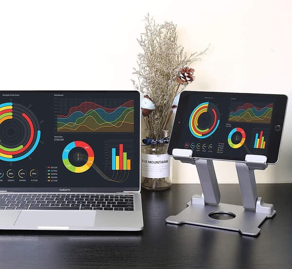 Høj kvalitet Tablet Holder, Justerbar Foldbar Helt i Aluminium Solid Op Til 13