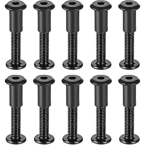 Skruepost passer til 5/16\"(8mm) huldiameter, han M6x40mm bindeskruer læderbeslag kulstofstål sort 10 sæt