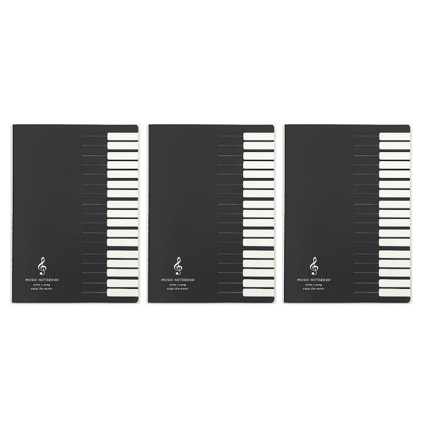 3x fem rader musiknoter Notebook Musikfliken Staff Stave Notebook