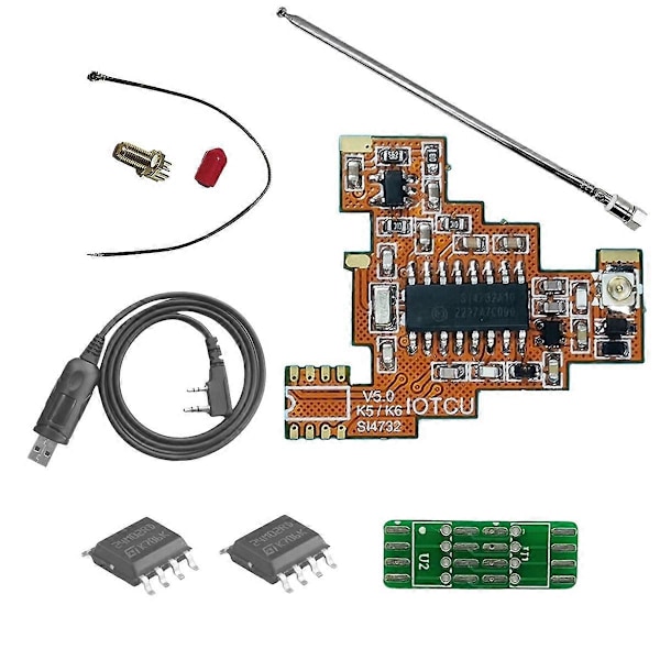 SI4732 V5.0 FPC Modul+2x2M Chip+Antenn Komplett Kit Multi System för UVK5 UVK6 HF Kortvåg Fullbandsmottagning