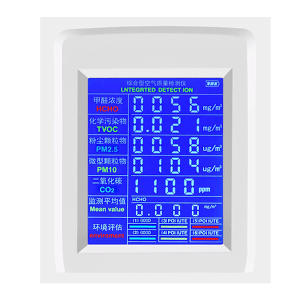 Kannettava sisäilmanlaadun monitori CO2 Hcho Tvoc Pm2.5/pm10 -ilmaisimelle