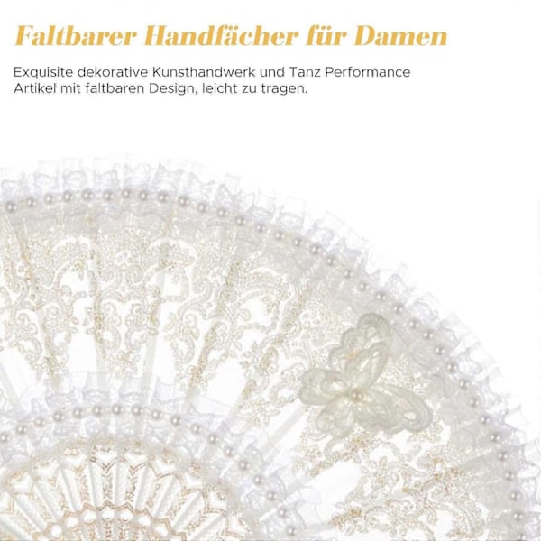 Käsiviuhka pitsi, hääviuhka tanssiviuhka pitsiviuhka valkoinen elegantti herkkä morsiamen asuste